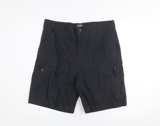 S.V Mens Black Cargo Shorts Size 42 Cotton Blend Casual Workwear