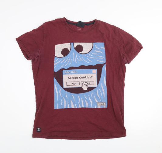 Chunk Men's Red Funny Graphic Print Cotton T-Shirt Size L