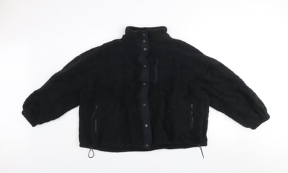 Dunnes Womens Black Fleece Jacket Size M Casual Zip Up