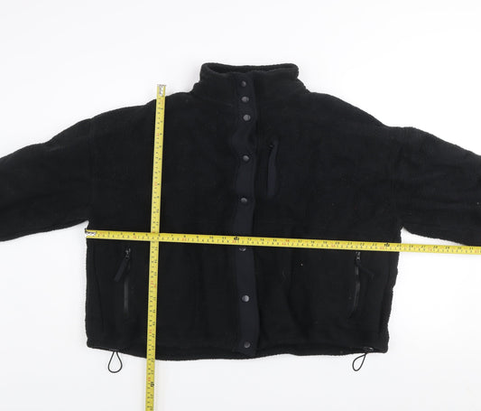 Dunnes Womens Black Fleece Jacket Size M Casual Zip Up