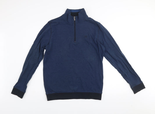 XV Kings Men's Blue 1/4 Zip Cotton Knit Sweatshirt Size M