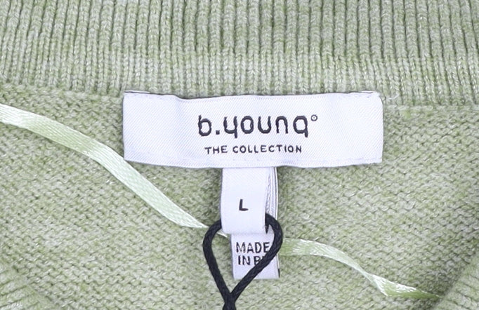 Womens UK Size L b.young Green Henley Jumper