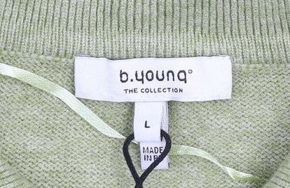 Womens UK Size L b.young Green Henley Jumper