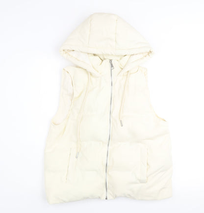 Womens UK Size M WHITE ICY Ivory Puffer Jacket