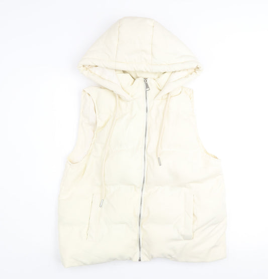 Womens UK Size M WHITE ICY Ivory Puffer Jacket