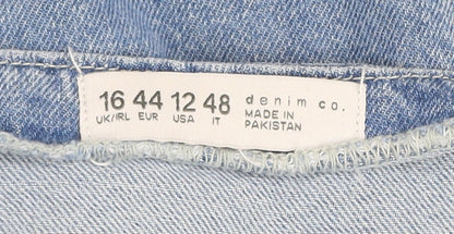 Denim Co Women Blue Size 16 Shirt Dress 3/4 Sleeve Cotton