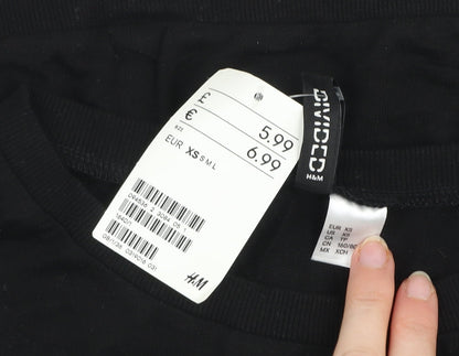 H&M Divided Womens Black Christmas Sweatshirt XS Cotton