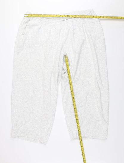 H&M Divided Grey Capri Trousers Women 4XL Cotton Blend Elastic Waist