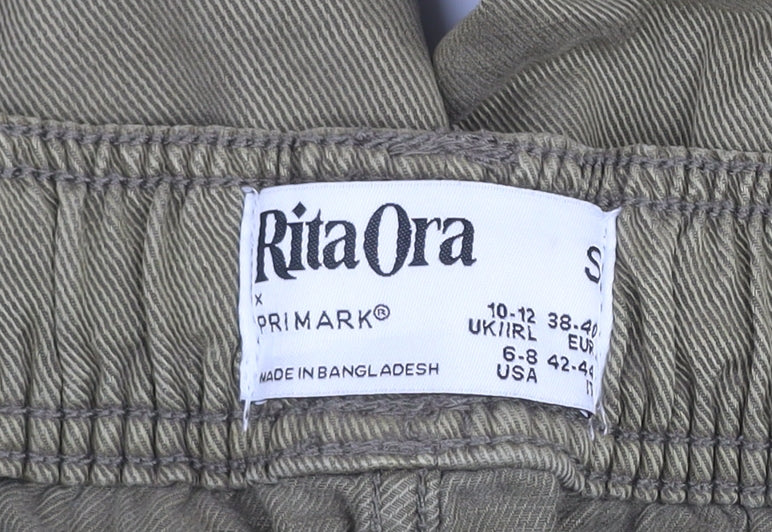 Primark Women Green Cargo Trousers Size 10-12 Lyocell Cotton