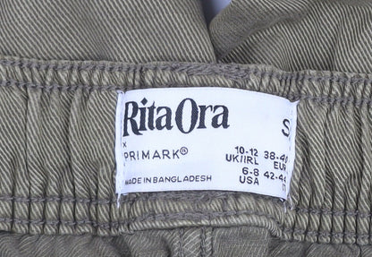 Primark Women Green Cargo Trousers Size 10-12 Lyocell Cotton