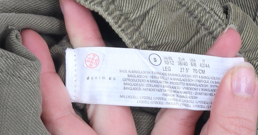 Primark Women Green Cargo Trousers Size 10-12 Lyocell Cotton