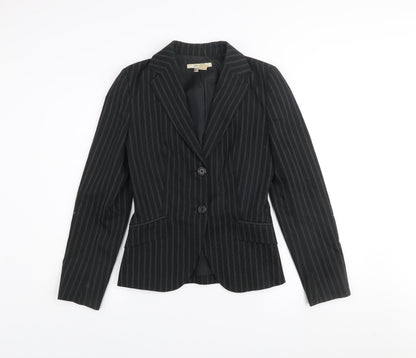 Zara Basic Women's Black Pinstripe Tailored Suit Jacket UK 8