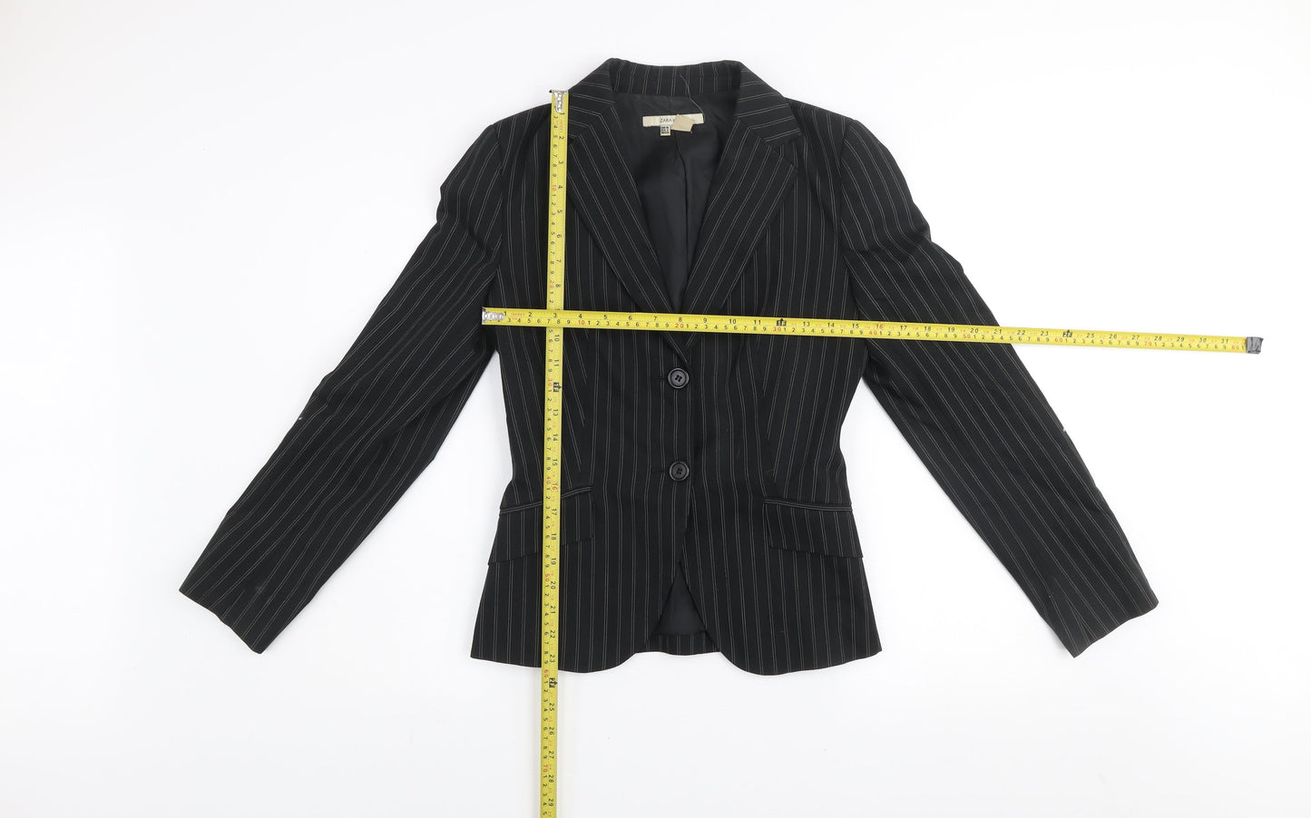 Zara Basic Women's Black Pinstripe Tailored Suit Jacket UK 8