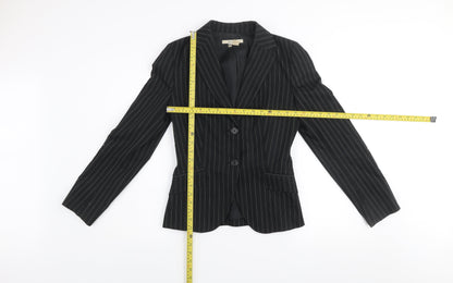 Zara Basic Women's Black Pinstripe Tailored Suit Jacket UK 8