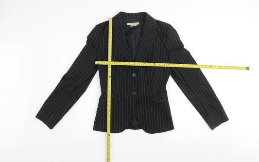 Zara Basic Women's Black Pinstripe Tailored Suit Jacket UK 8