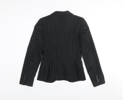 Zara Basic Women's Black Pinstripe Tailored Suit Jacket UK 8