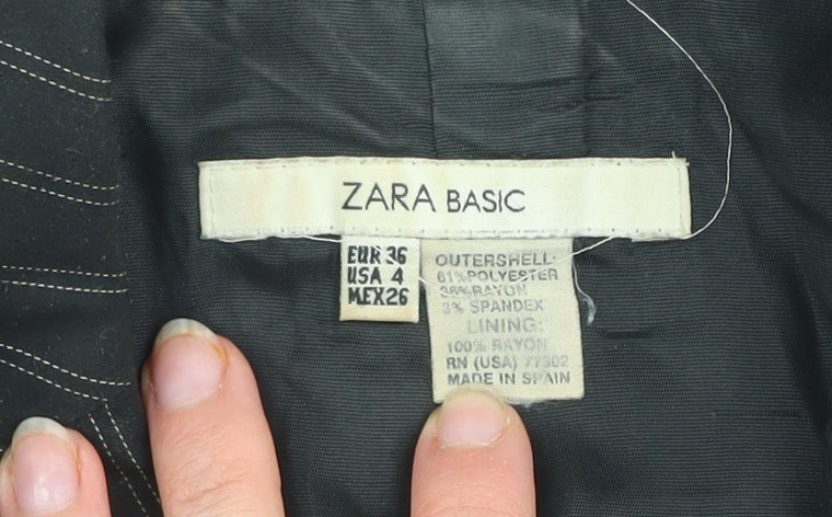 Zara Basic Women's Black Pinstripe Tailored Suit Jacket UK 8