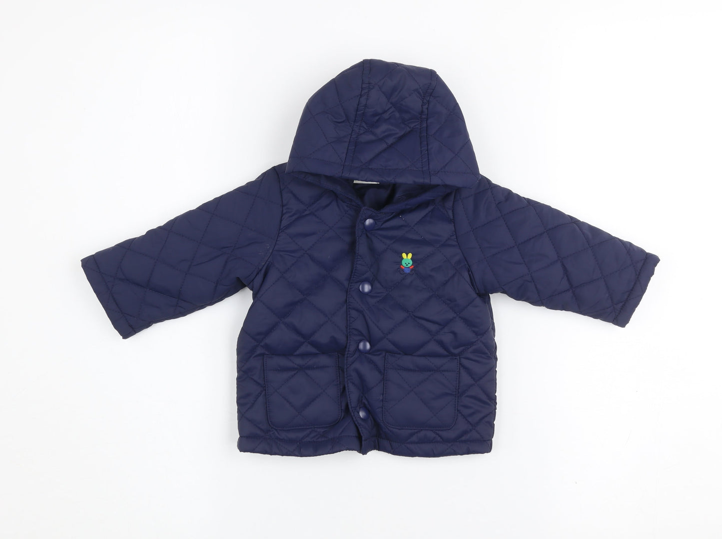 United Colors of Benetton Blue Quilted Hooded Jacket 3-6 Months