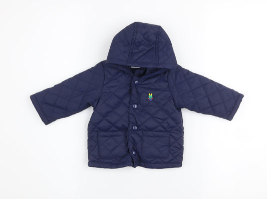 United Colors of Benetton Blue Quilted Hooded Jacket 3-6 Months