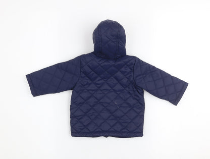United Colors of Benetton Blue Quilted Hooded Jacket 3-6 Months