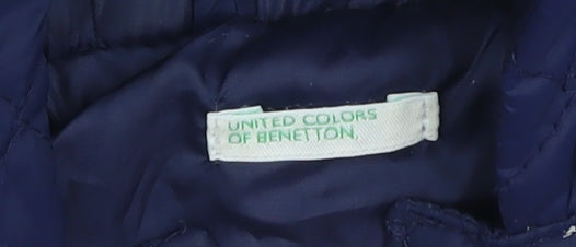 United Colors of Benetton Blue Quilted Hooded Jacket 3-6 Months