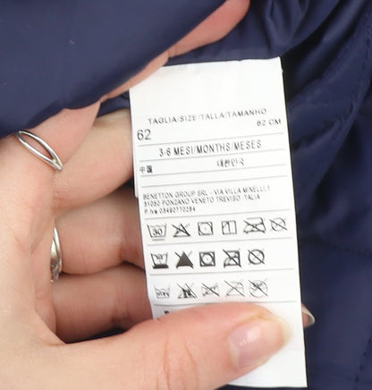 United Colors of Benetton Blue Quilted Hooded Jacket 3-6 Months