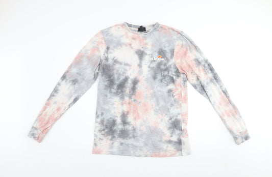 Ellesse Womens Multicoloured Tie-Dye Long Sleeve Cotton T-Shirt UK 10