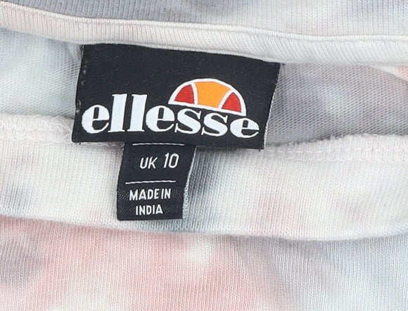 Ellesse Womens Multicoloured Tie-Dye Long Sleeve Cotton T-Shirt UK 10