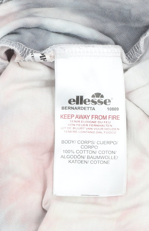 Ellesse Womens Multicoloured Tie-Dye Long Sleeve Cotton T-Shirt UK 10