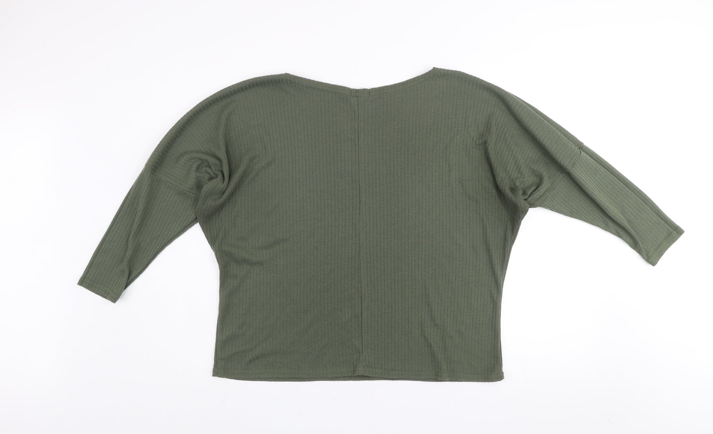 Boohoo Women’s Green Relaxed Waffle-Knit Jumper Size 14