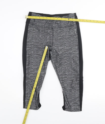 Decathlon Women's Grey Capri Leggings L Slim Fit Stretch Sportswear
