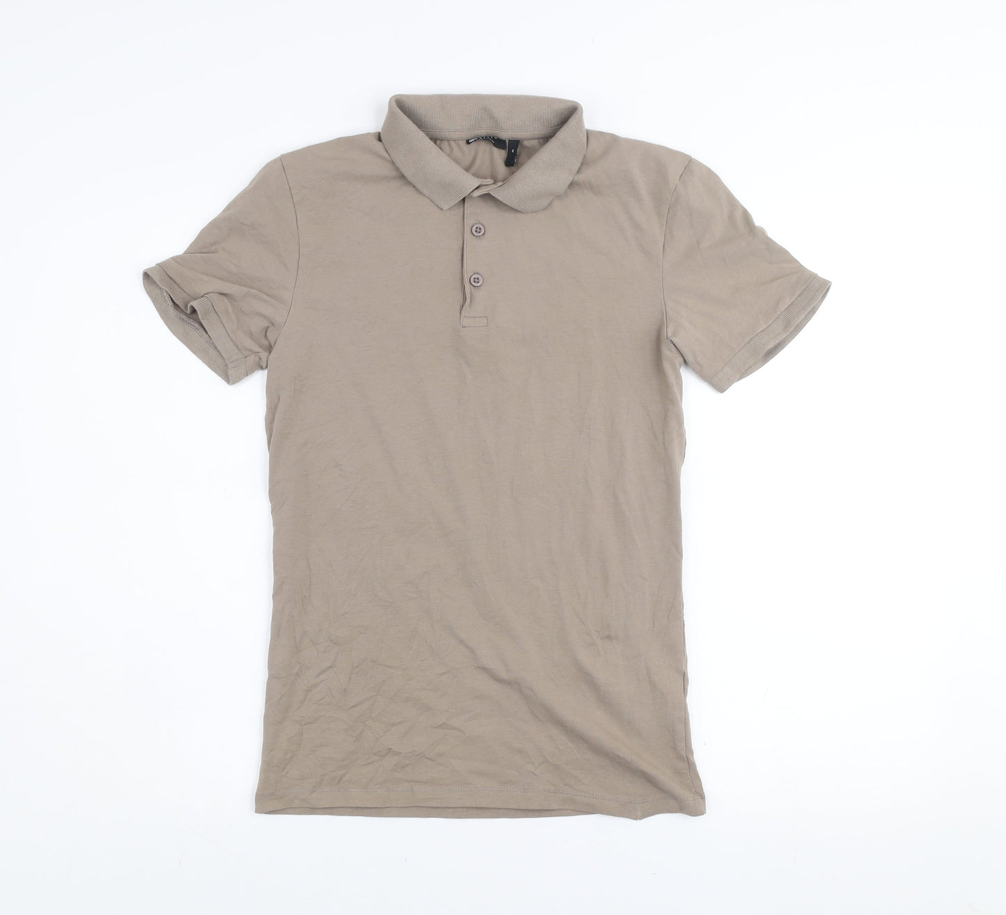 ASOS DESIGN Men’s Beige Polo Shirt M Slim Fit Stretch Cotton