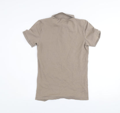 ASOS DESIGN Men’s Beige Polo Shirt M Slim Fit Stretch Cotton