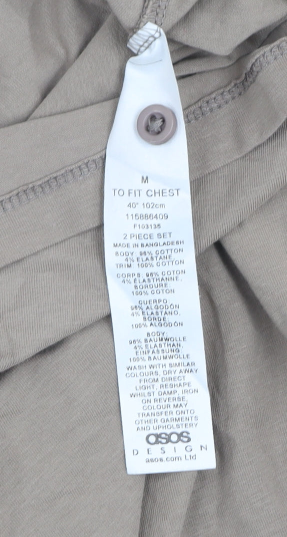 ASOS DESIGN Men’s Beige Polo Shirt M Slim Fit Stretch Cotton