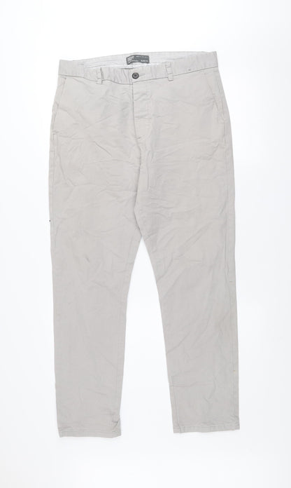 Denim Co. Men's Beige Slim Fit Chino Trousers Size 34L30