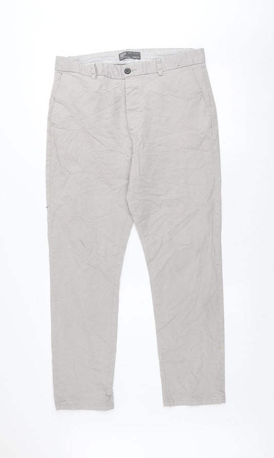 Denim Co. Men's Beige Slim Fit Chino Trousers Size 34L30