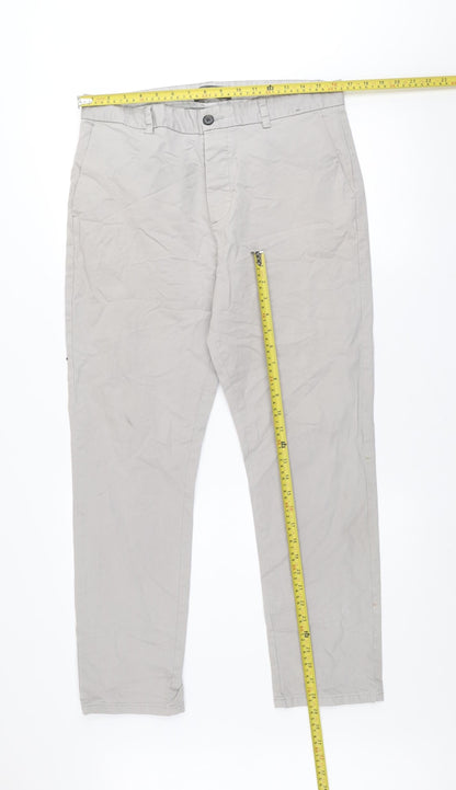 Denim Co. Men's Beige Slim Fit Chino Trousers Size 34L30