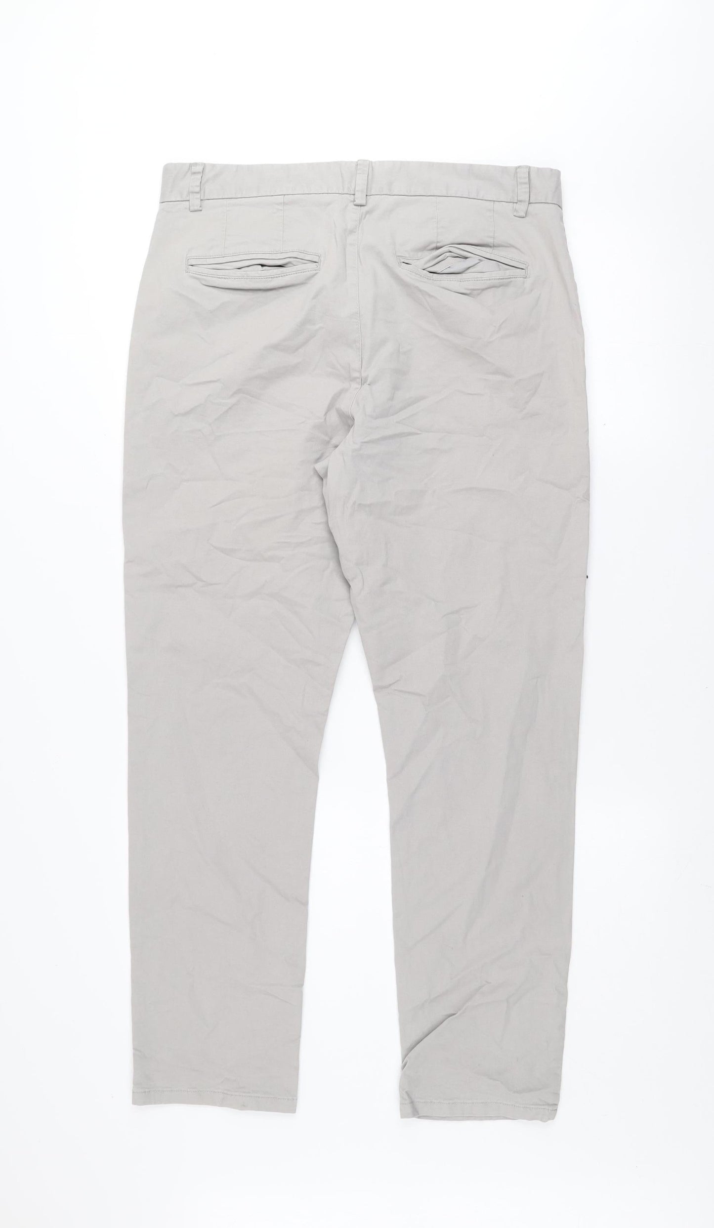 Denim Co. Men's Beige Slim Fit Chino Trousers Size 34L30