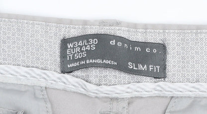 Denim Co. Men's Beige Slim Fit Chino Trousers Size 34L30