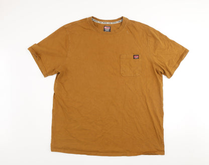 Wrangler Workwear Men’s Brown 2XLT Crew Neck Cotton Short Sleeve T-Shirt