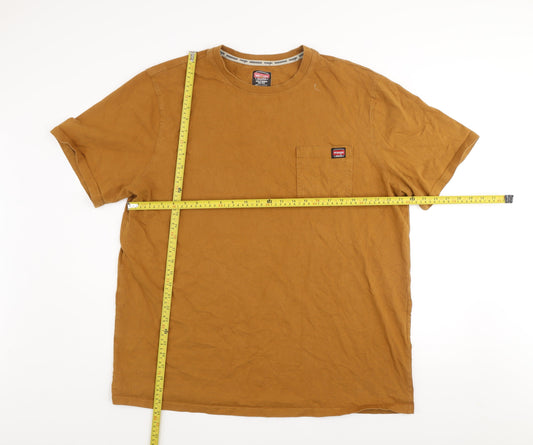 Wrangler Workwear Men’s Brown 2XLT Crew Neck Cotton Short Sleeve T-Shirt