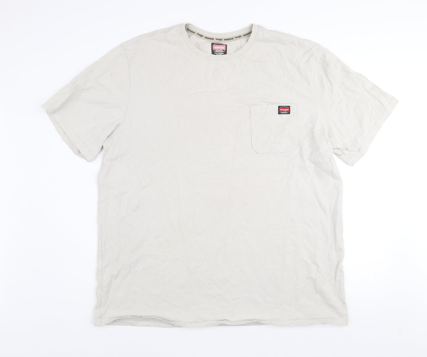 Wrangler Men's Beige 2XLT Workwear Cotton Crew Neck T-Shirt
