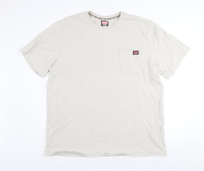 Wrangler Men's Beige 2XLT Workwear Cotton Crew Neck T-Shirt