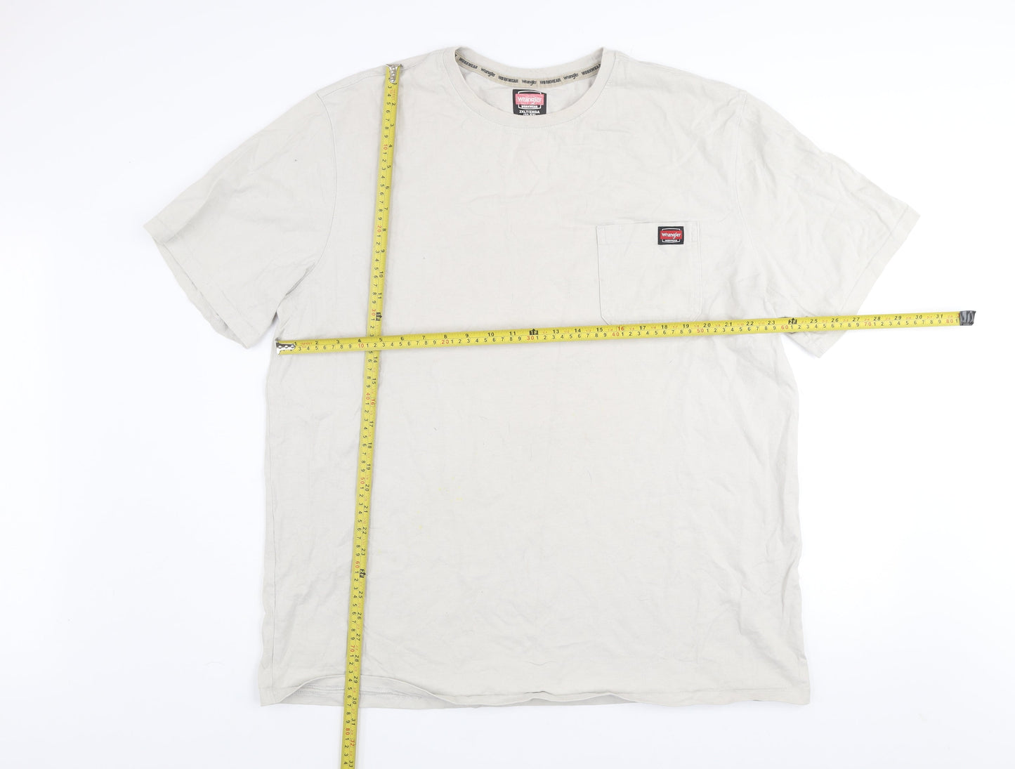 Wrangler Men's Beige 2XLT Workwear Cotton Crew Neck T-Shirt