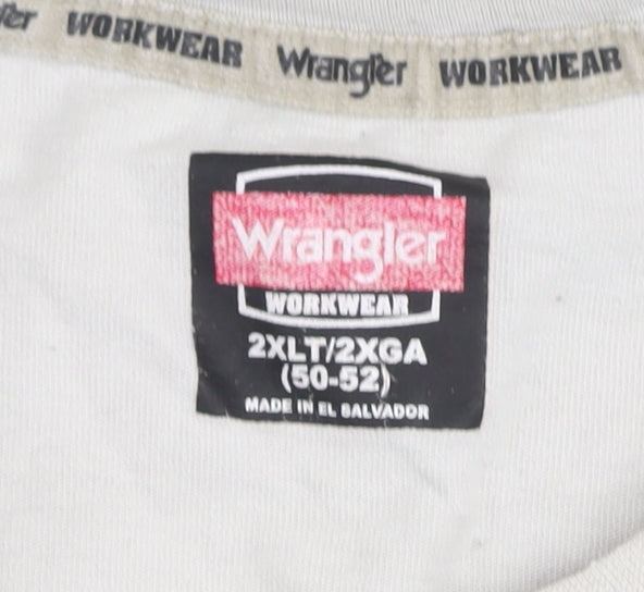 Wrangler Men's Beige 2XLT Workwear Cotton Crew Neck T-Shirt