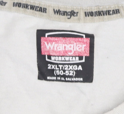 Wrangler Men's Beige 2XLT Workwear Cotton Crew Neck T-Shirt