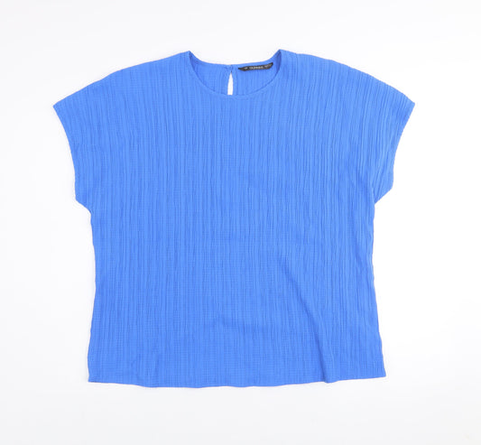 Dunnes Women’s Blue Short Sleeve Basic Blouse L