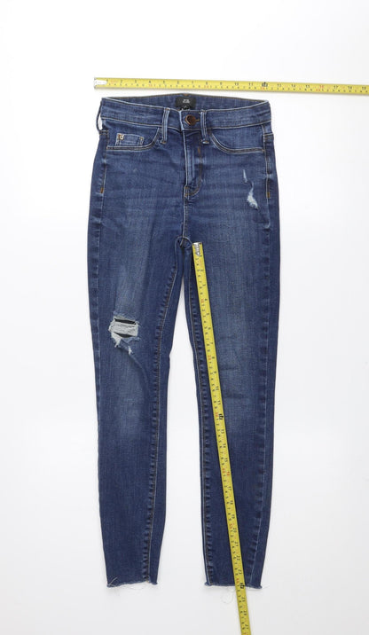 River Island Women’s Blue Distressed Ankle Jeans Size 8 Slim Fit