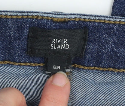 River Island Women’s Blue Distressed Ankle Jeans Size 8 Slim Fit