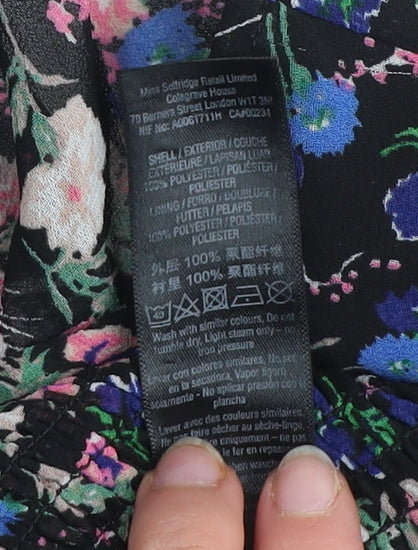 Miss Selfridge Womens Multicoloured Floral Long Sleeve V-Neck Cropped Blouse UK 10